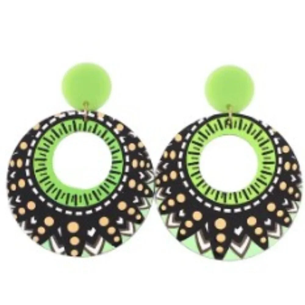 Round Polka Dot Geometric Acrylic Earrings